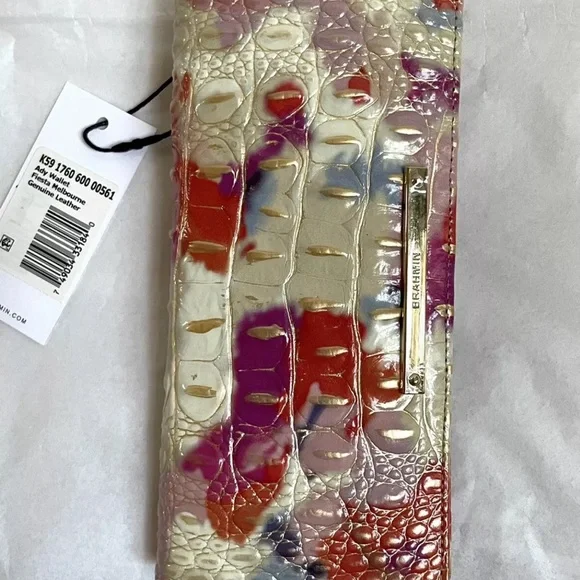 NWT! RARE Brahmin Melbourne Ady Croc Embossed Leather Slim Wallet FIESTA!!!
